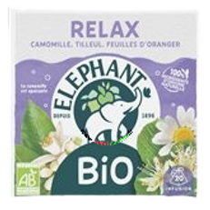 Infusion bio relax camomille tilleul feuilles d'oranger 20 sachets ÉLÉPHANT