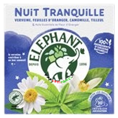 Infusion verveine feuilles d'oranger camomille tilleul 20 sachets ÉLÉPHANT 30g